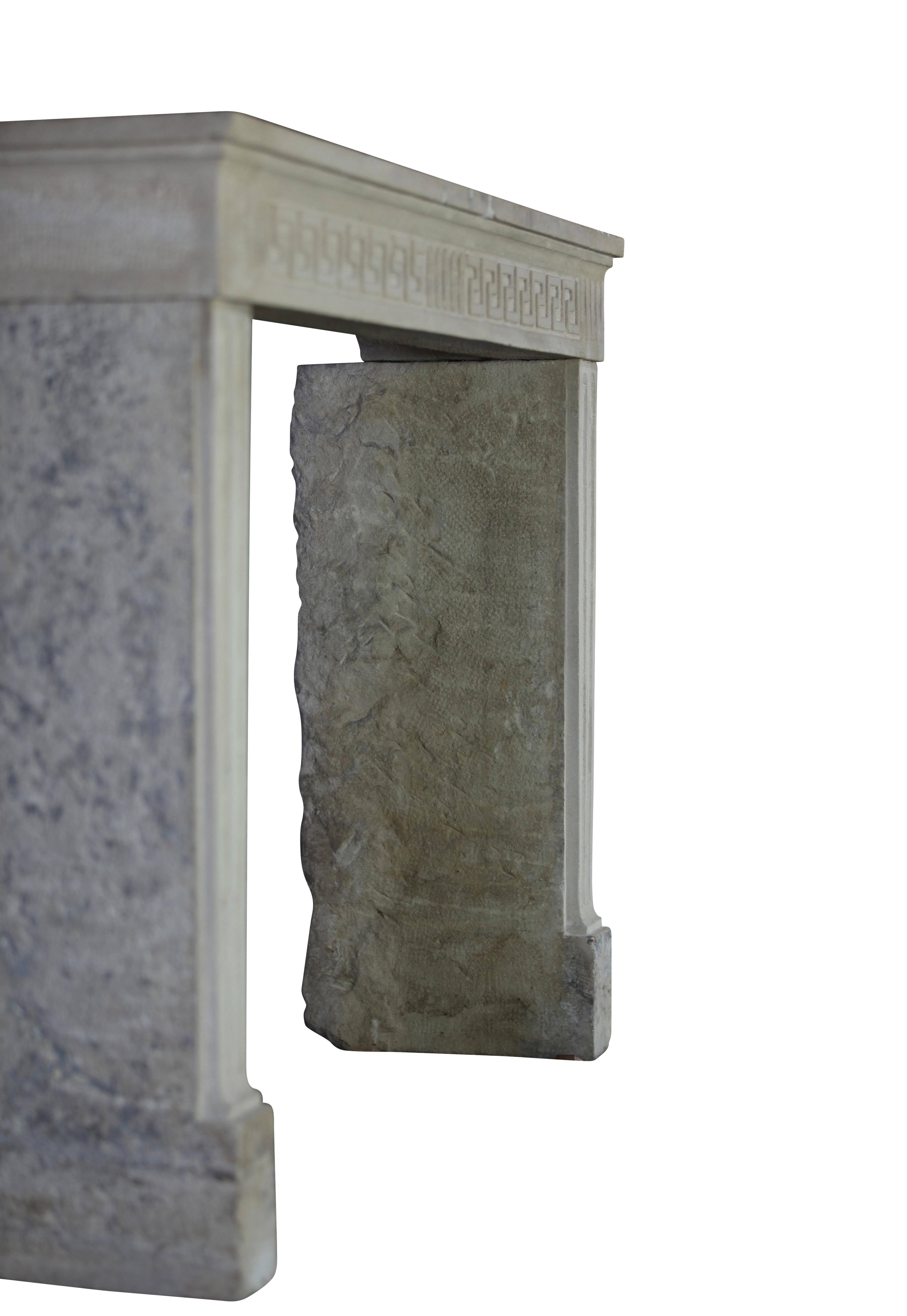 Antique French Country Limestone Fireplace Surround For Sale 2
