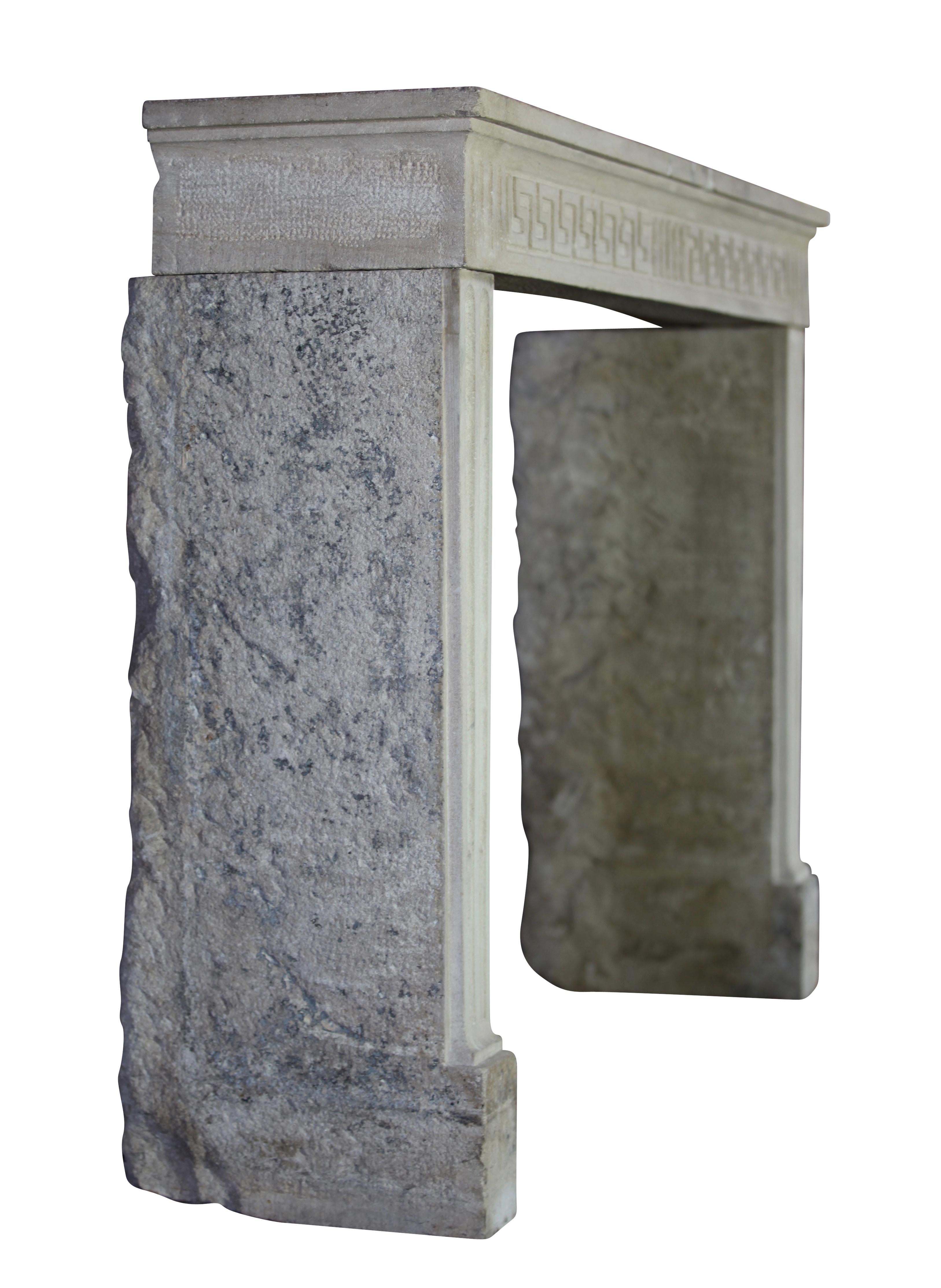 Antique French Country Limestone Fireplace Surround For Sale 3
