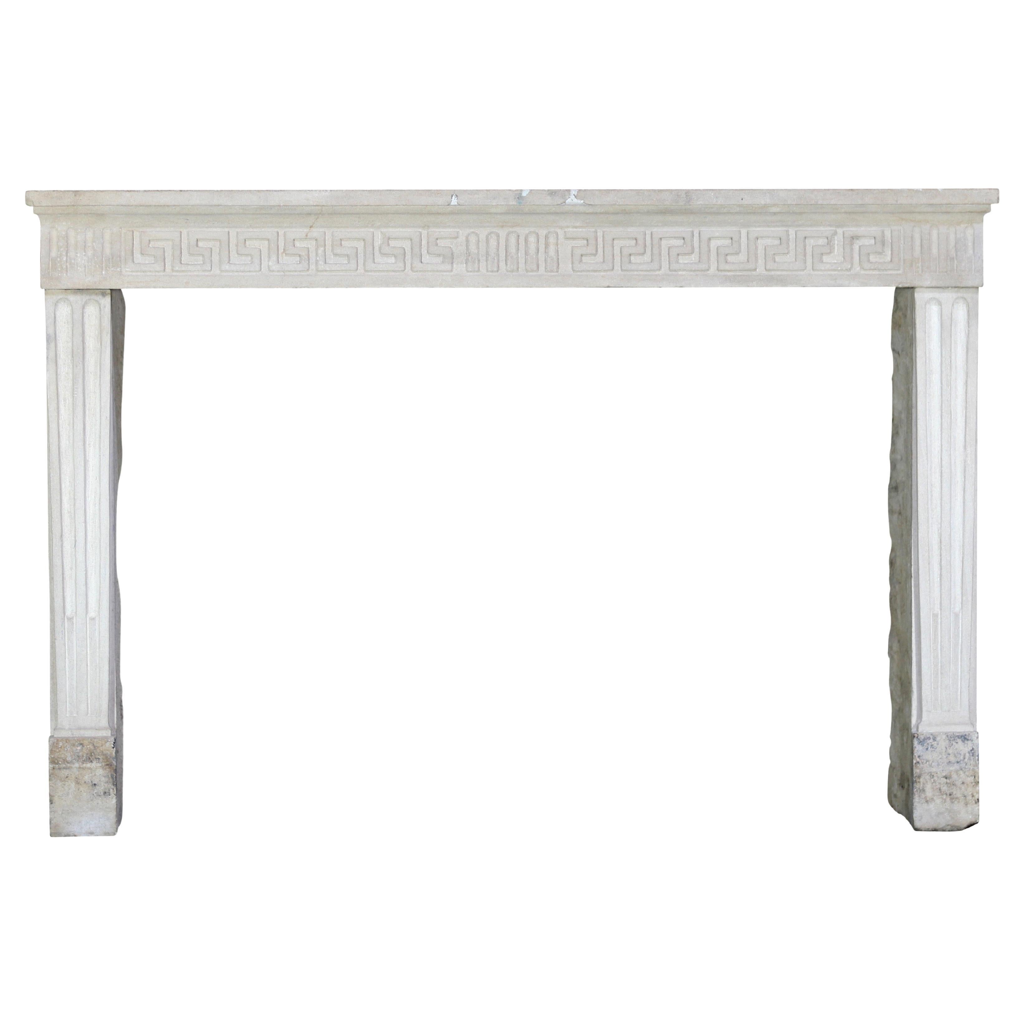 Antique French Country Limestone Fireplace Surround For Sale