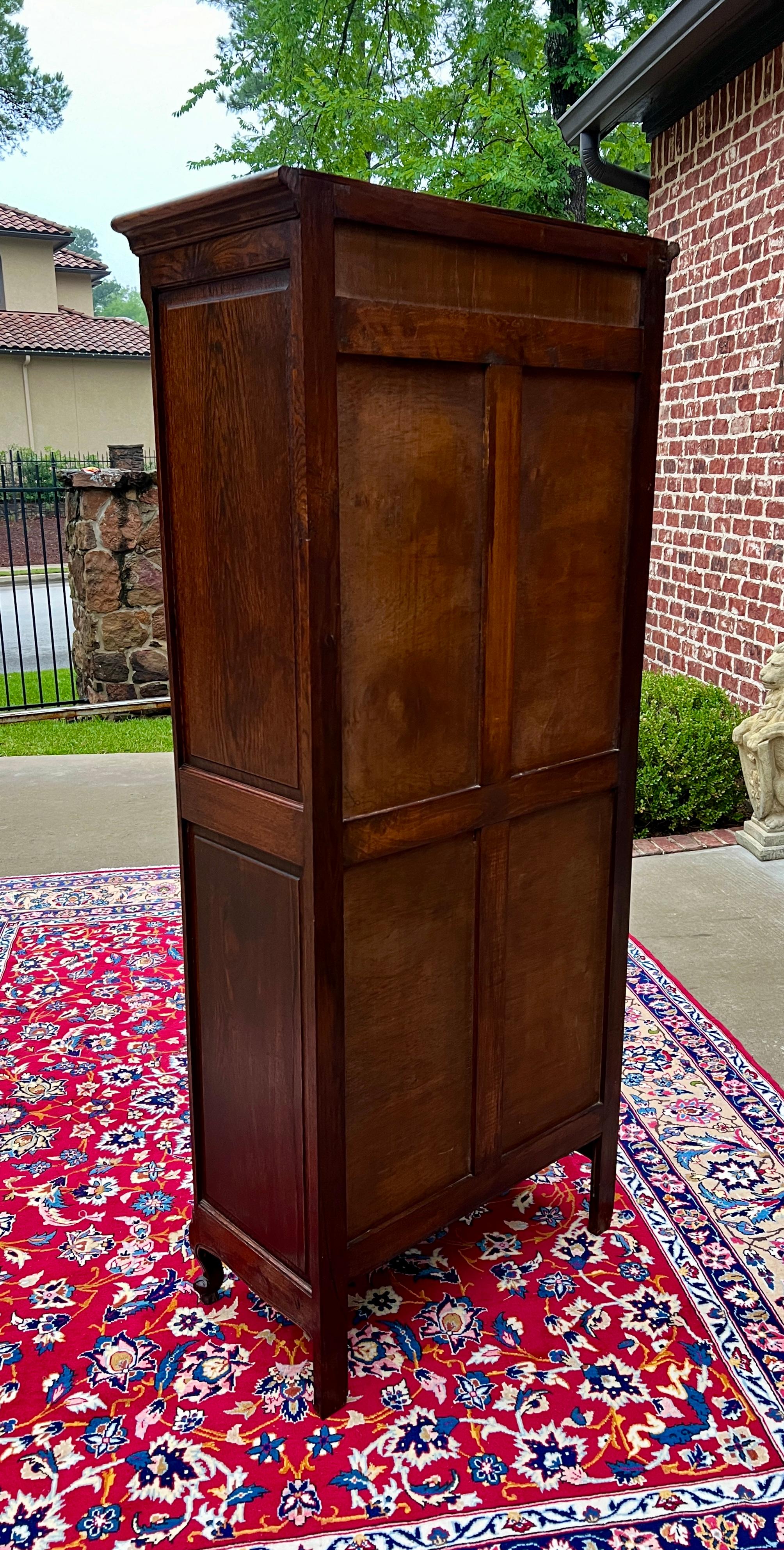 Antique French Country Louis XV Armoire Wardrobe Cabinet Linen Closet Oak 1930s 12