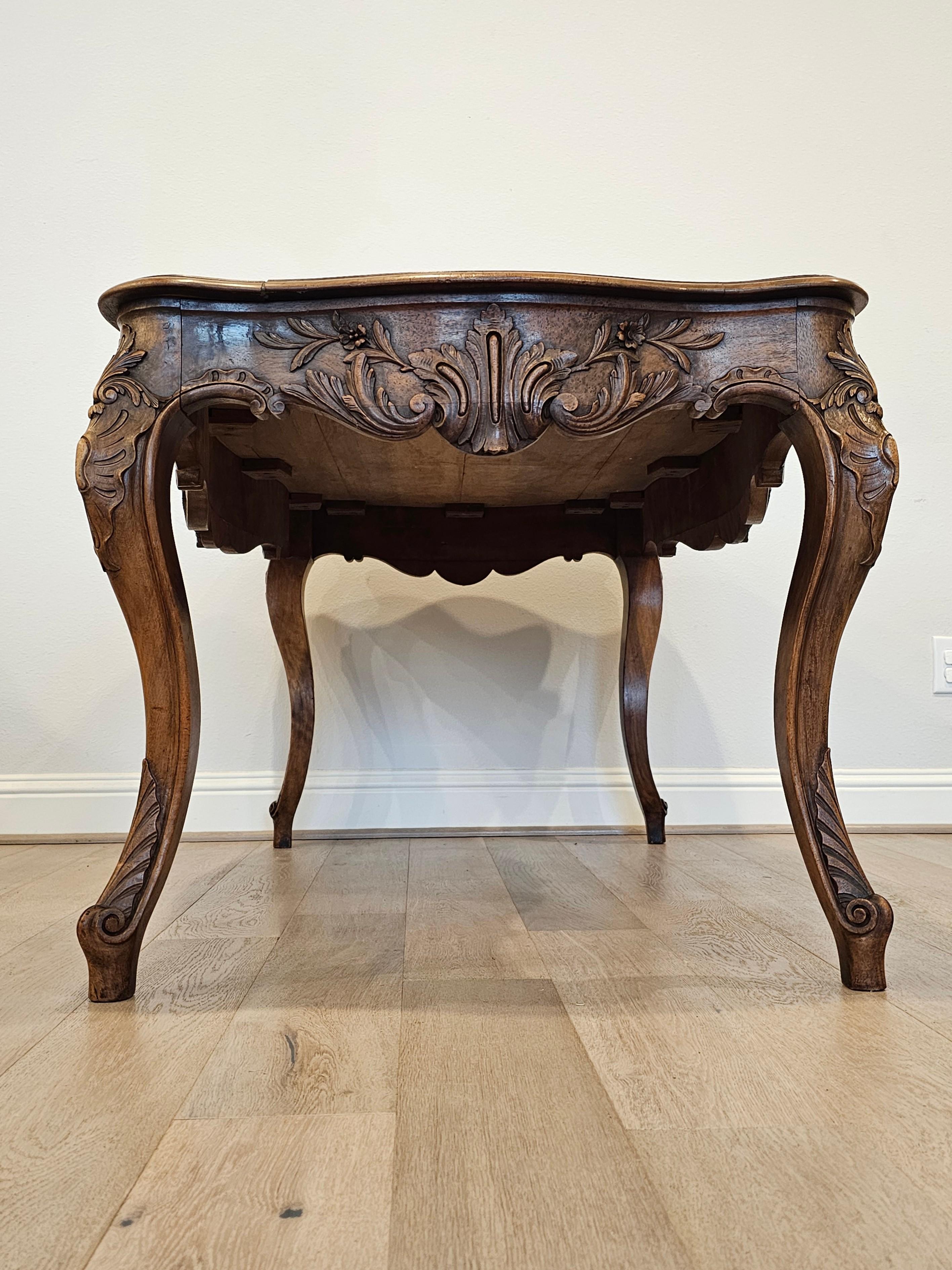 Antique French Country Louis XV Style Carved Walnut Center Table  For Sale 5