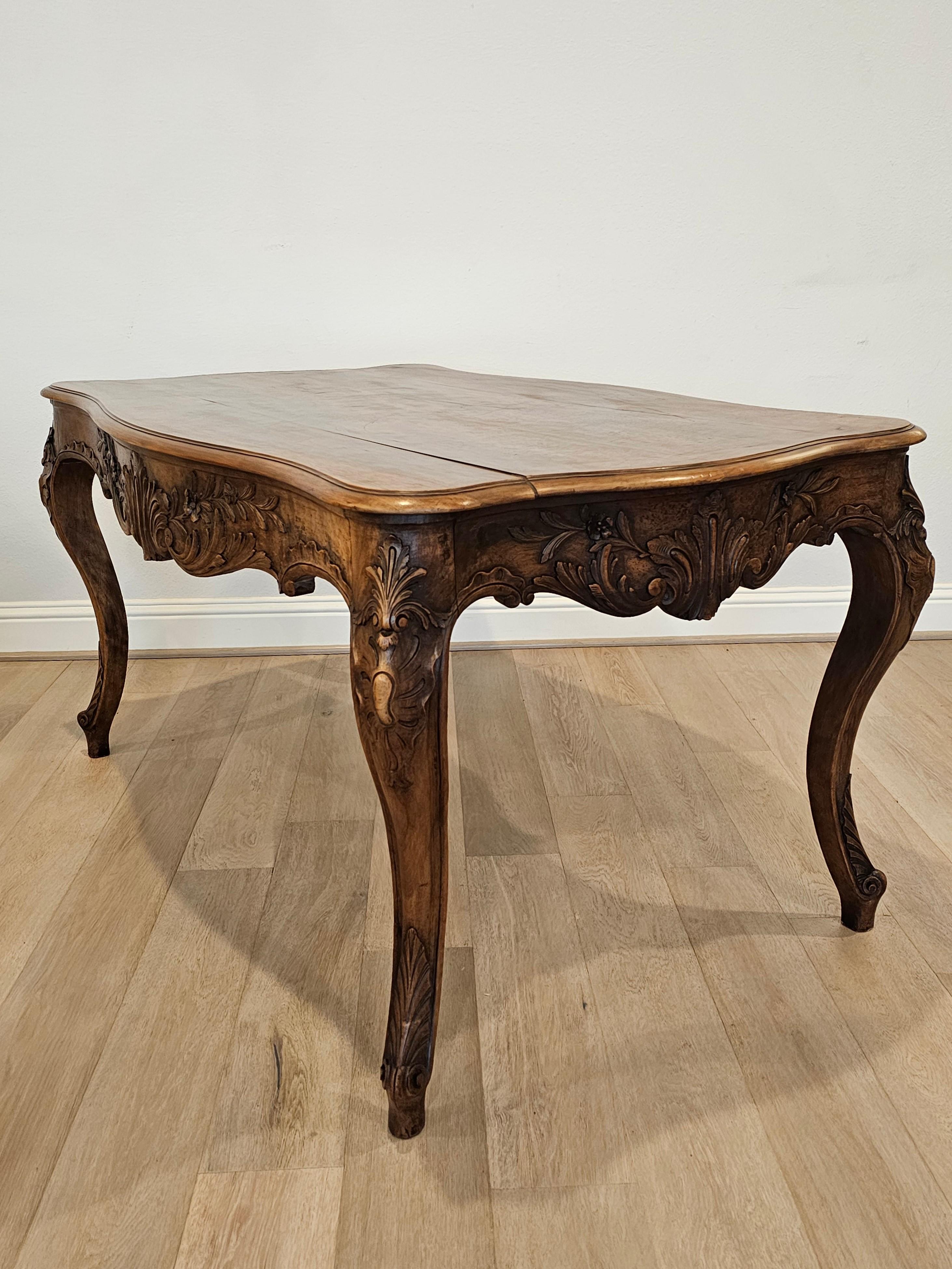 Antique French Country Louis XV Style Carved Walnut Center Table  For Sale 7