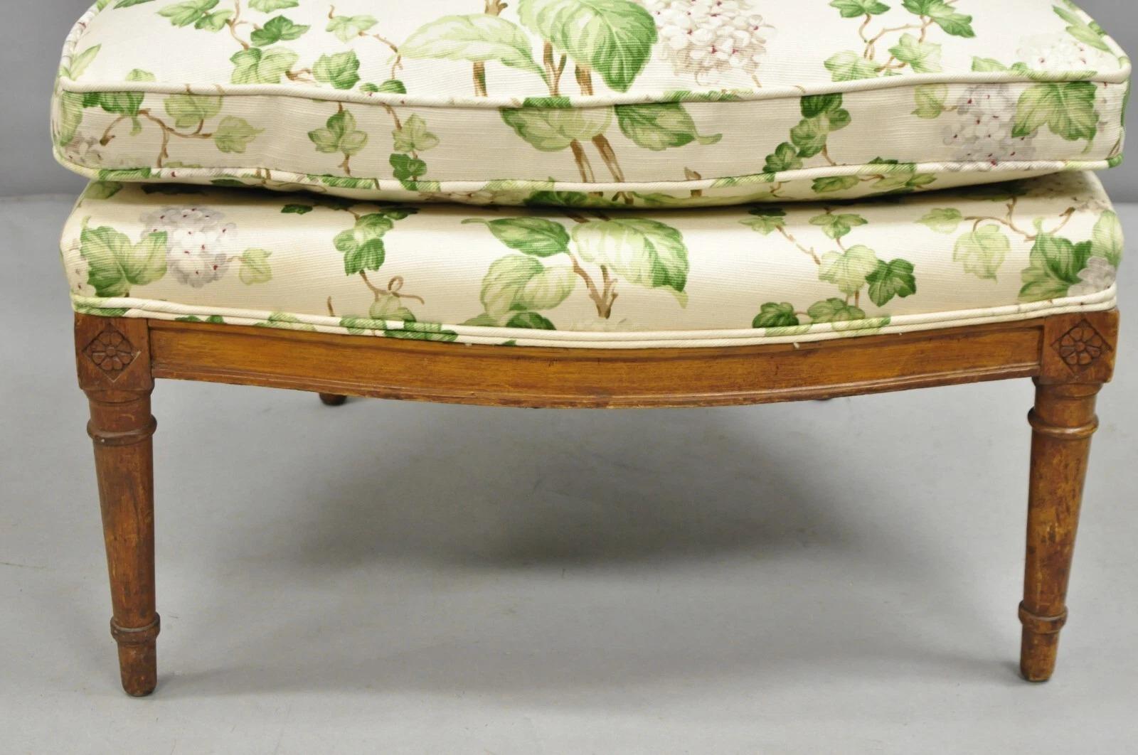 20th Century Antique French Country Louis XVI Style Walnut Boudoir Slipper Lounge Chair For Sale