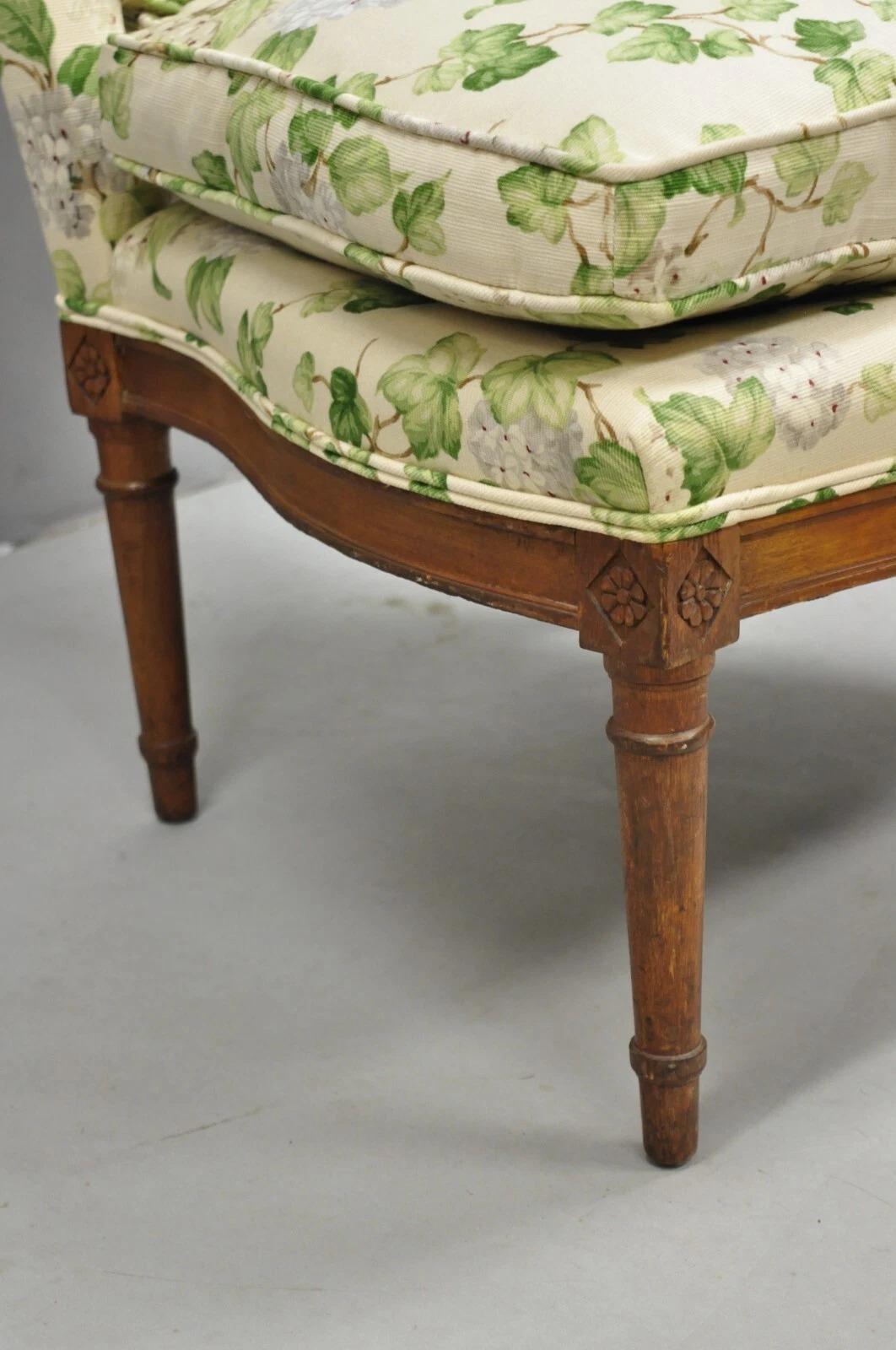 Antique French Country Louis XVI Style Walnut Boudoir Slipper Lounge Chair For Sale 1