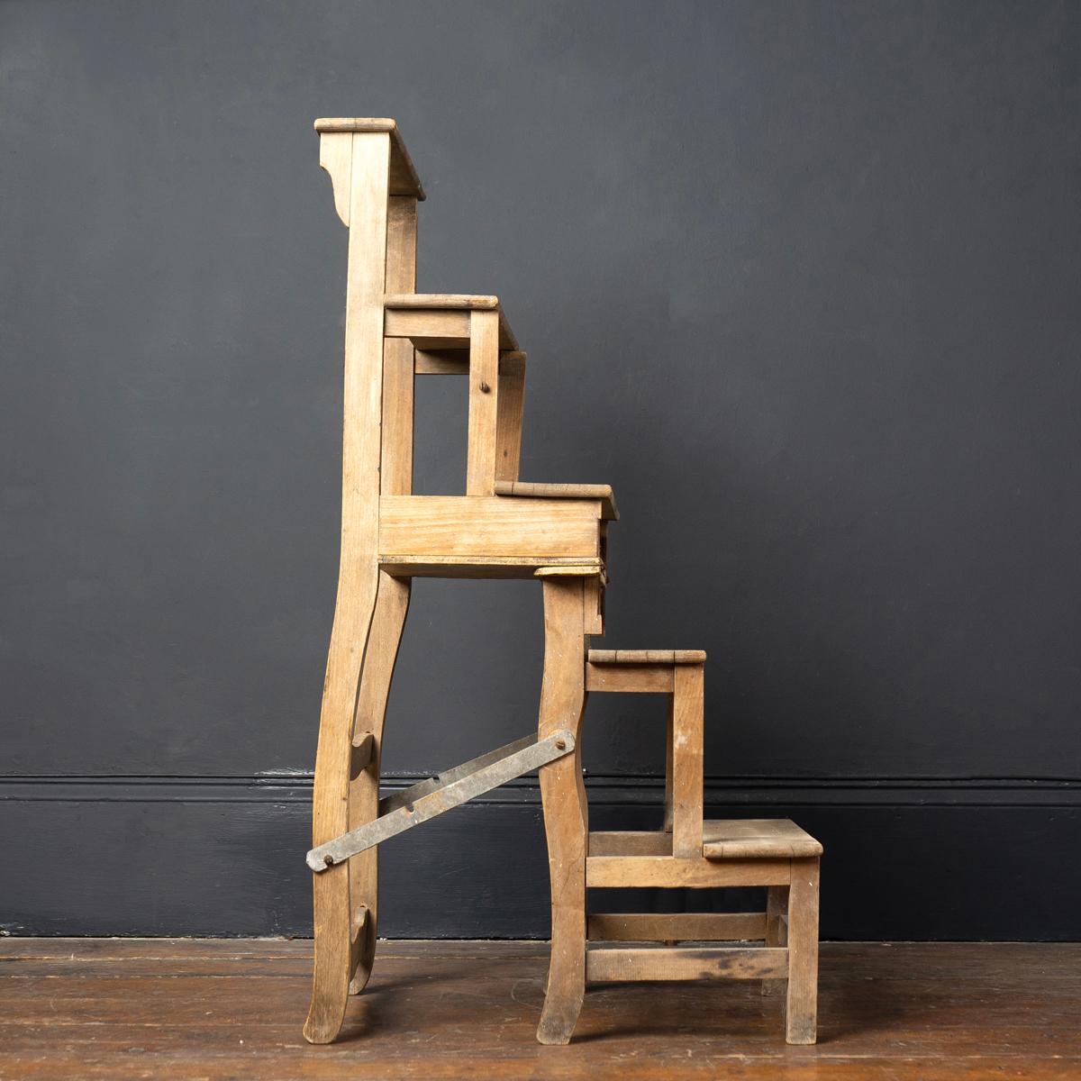 Antique French Country Made Metamorphic Chair / Library Steps 11