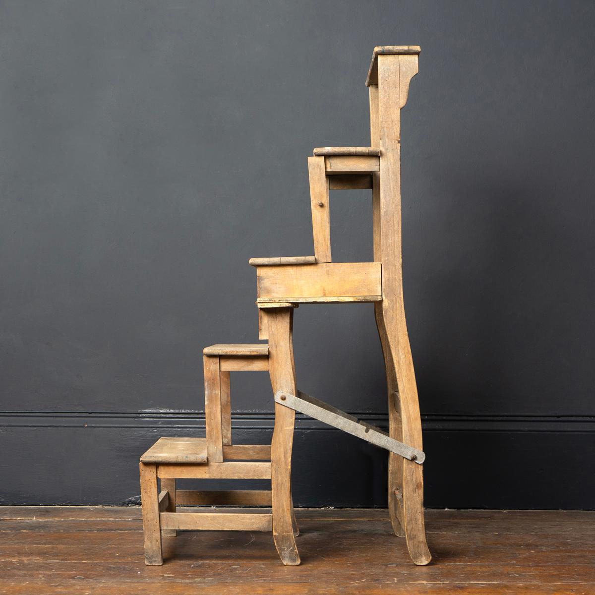 Antique French Country Made Metamorphic Chair / Library Steps 14