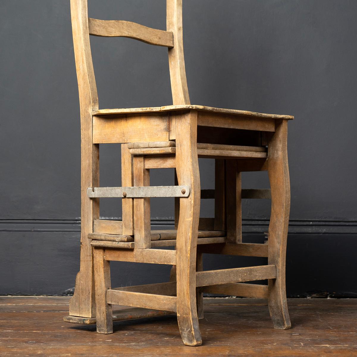 Antique French Country Made Metamorphic Chair / Library Steps In Good Condition In Bristol, GB