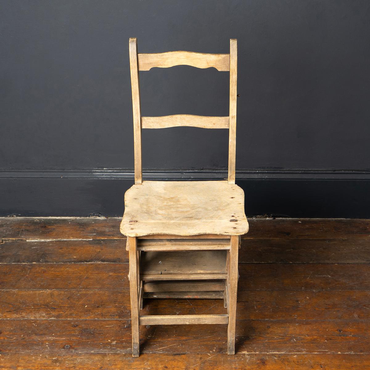 Wood Antique French Country Made Metamorphic Chair / Library Steps