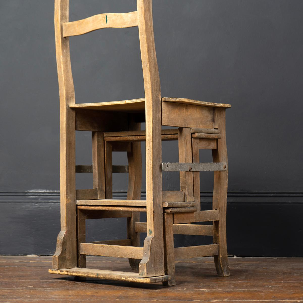 Antique French Country Made Metamorphic Chair / Library Steps 3