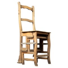 Ancienne chaise métamorphique / marchepieds de bibliothèque de fabrication française