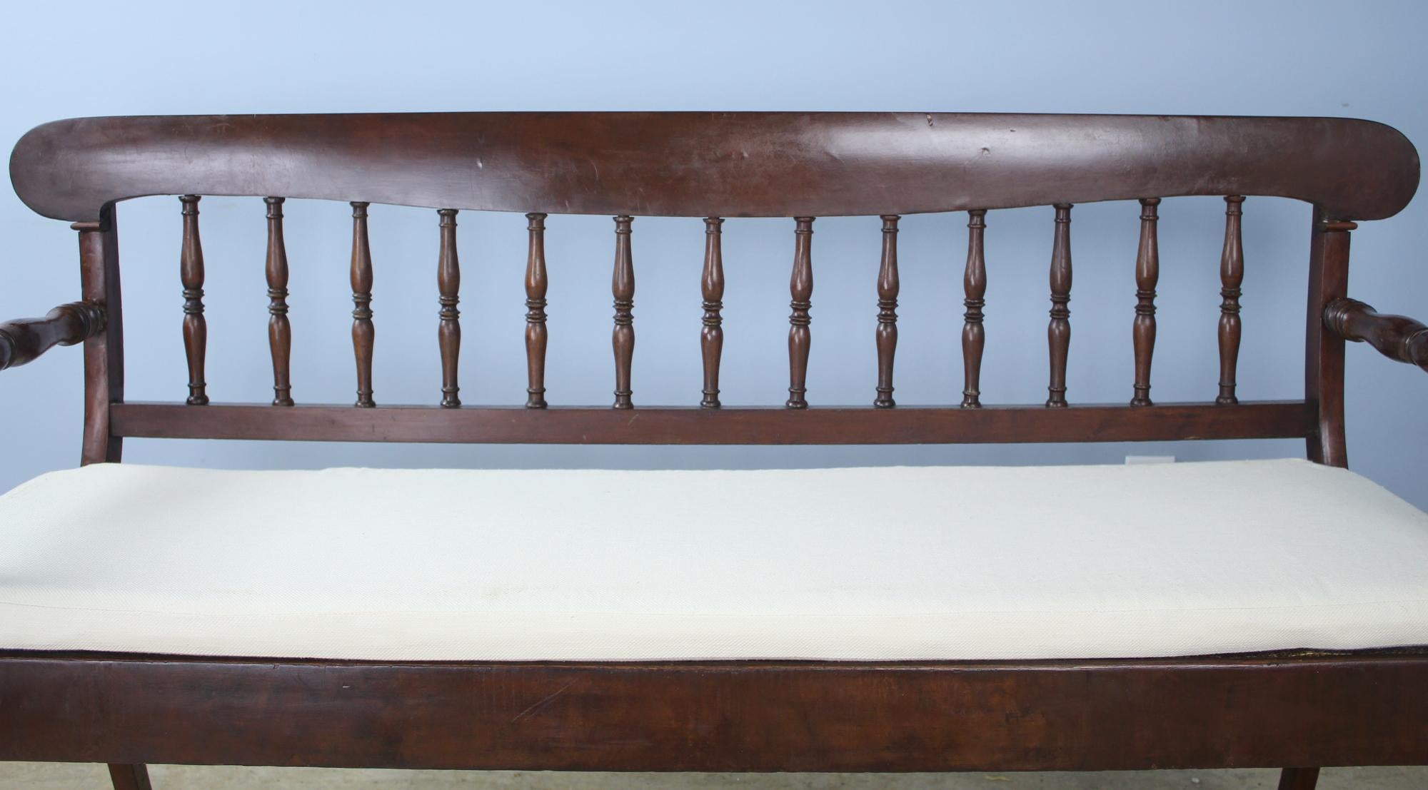 Antique French Country Mahogany Bench In Good Condition In Port Chester, NY