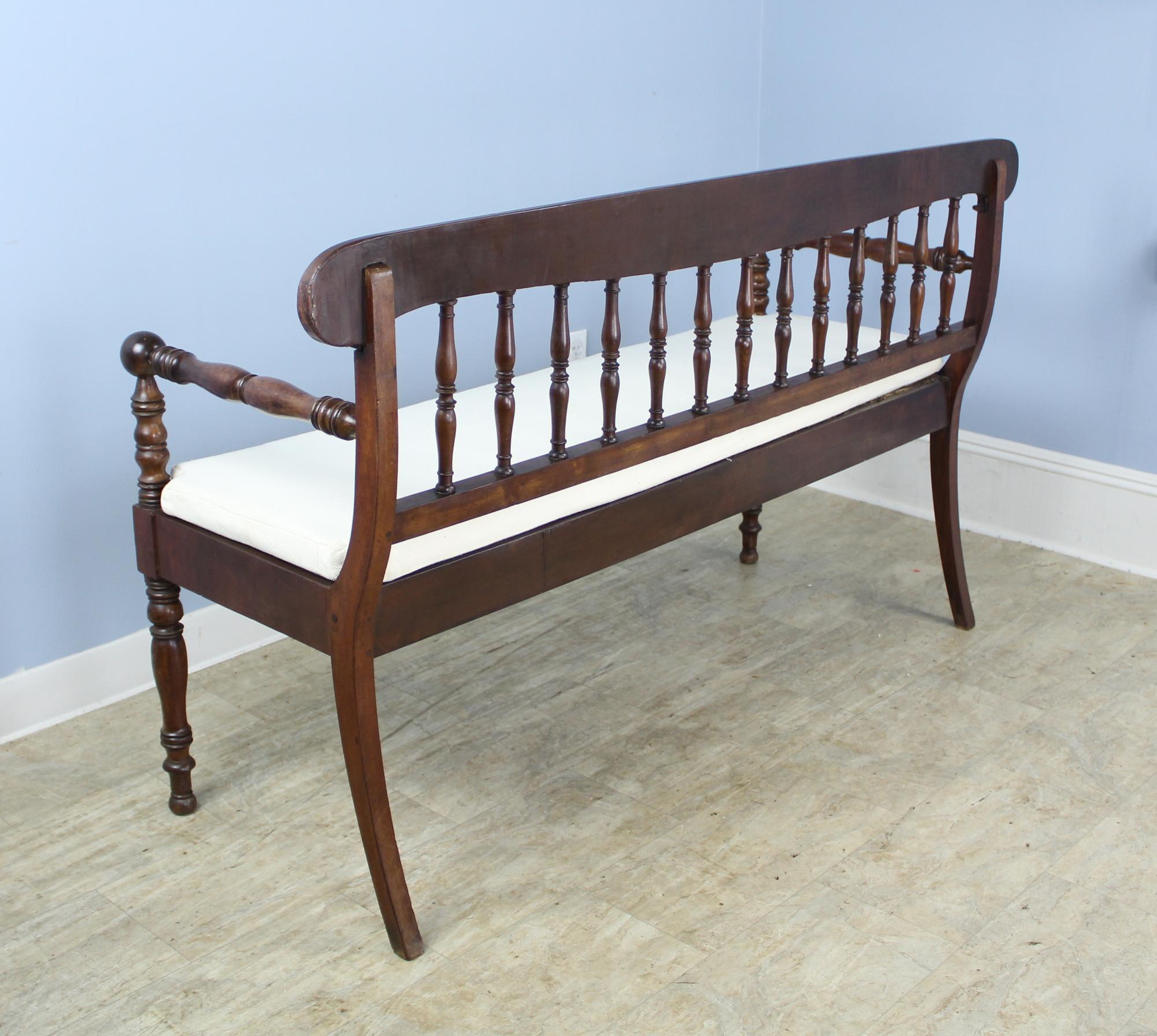 Antique French Country Mahogany Bench 1
