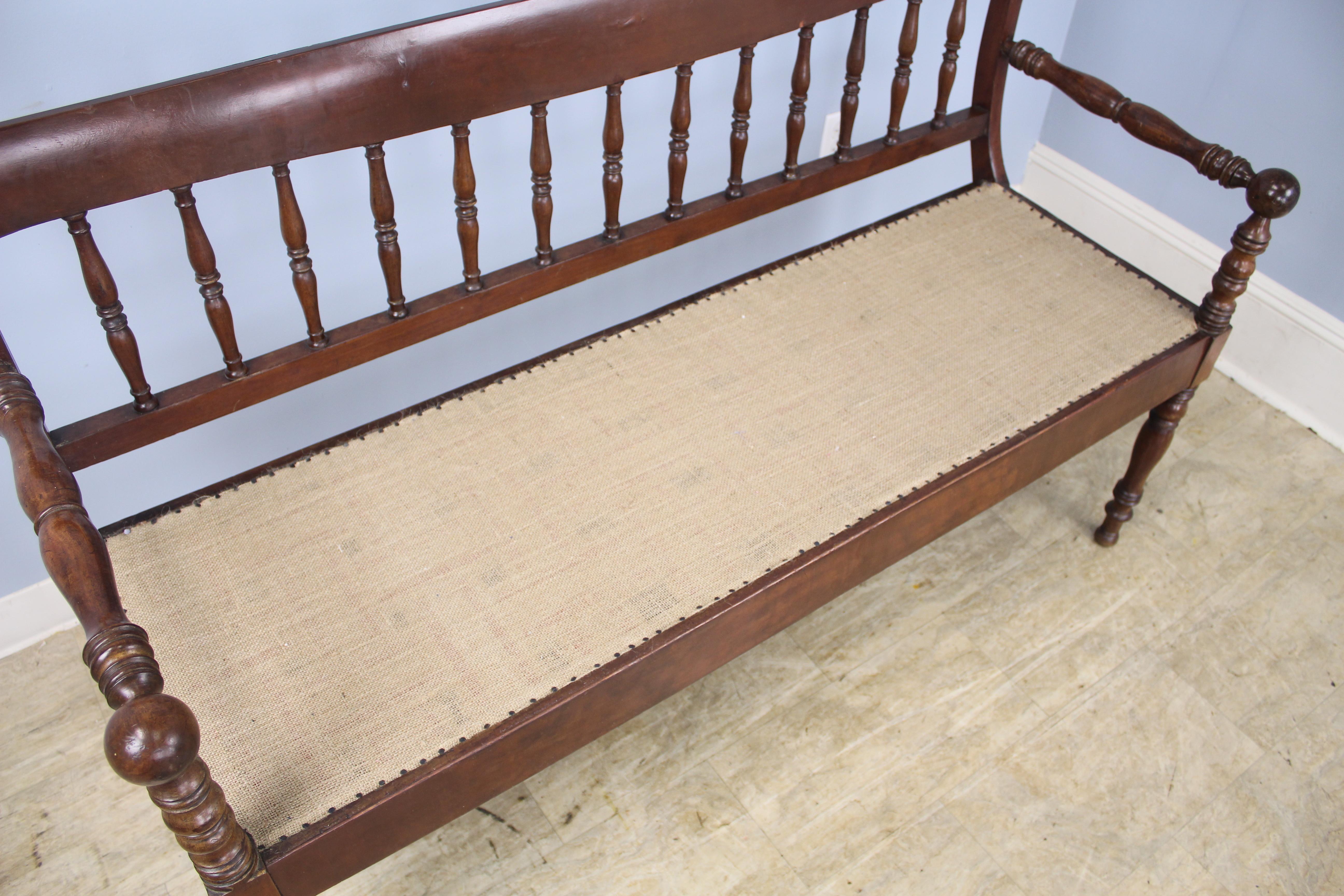 Antique French Country Mahogany Bench 2