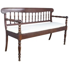 Antique French Country Mahogany Bench