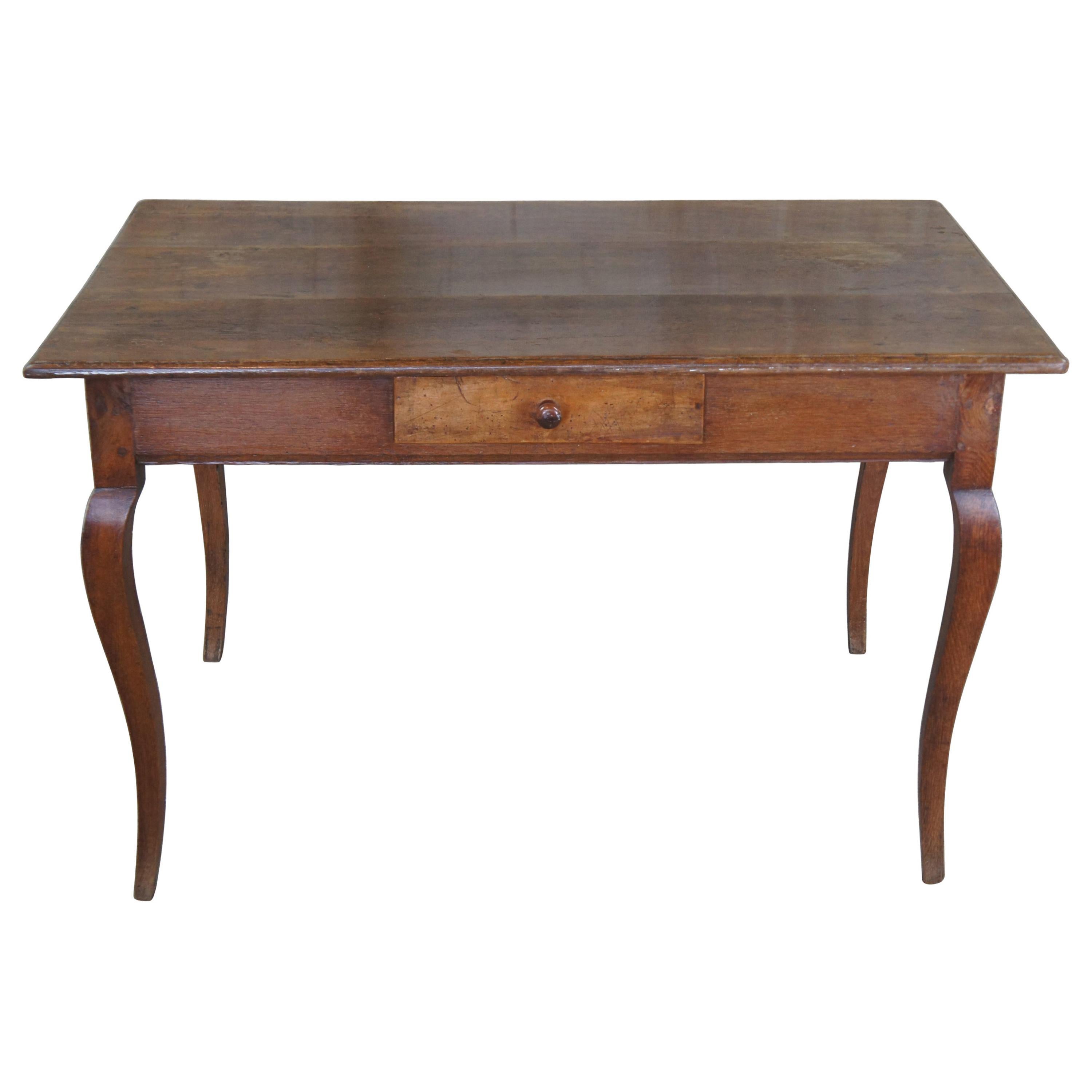 Antique French Country Oak Library Writing Desk Hall Table Provincial Farmhouse