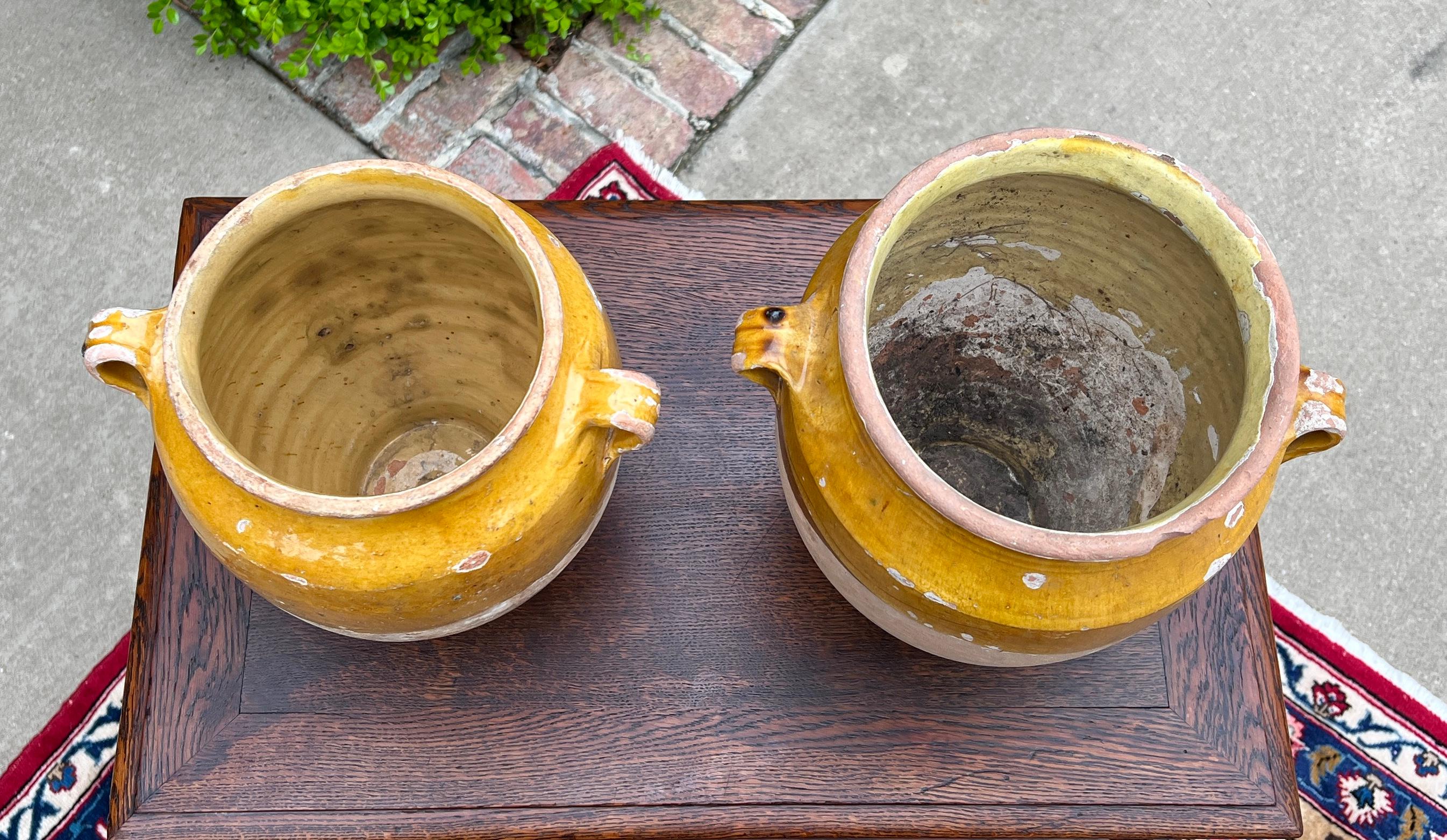  Antique French Country PAIR of Large Ochre Yellow Glazed Confit Pots Pottery Jars ~ 19th c

Striking 19th century confit pots directly from the south of France~~eye-catching yellow ochre glazing from rim to mid-section~~bare clay with nice aged