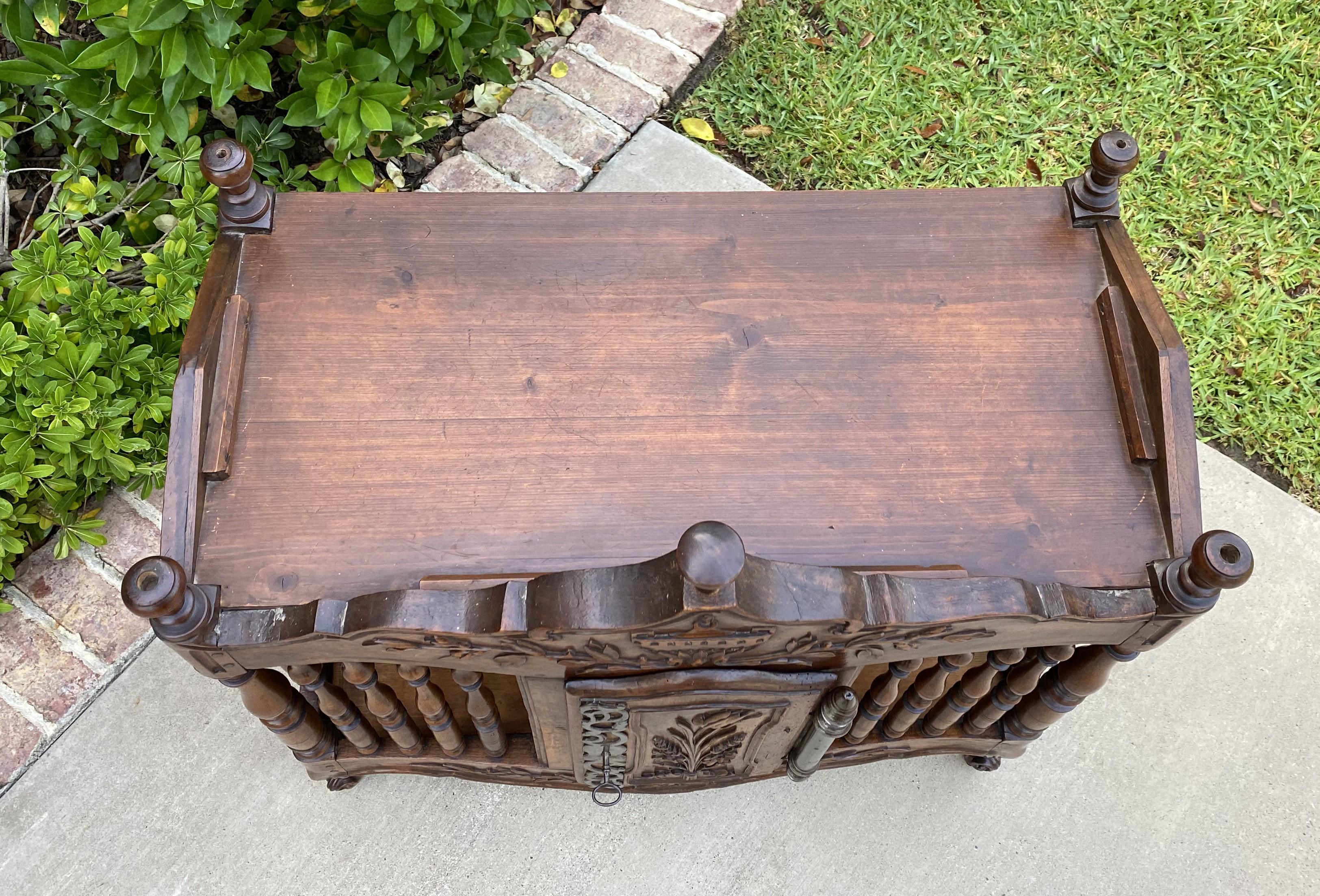 Antique French Country Panetiere Bread Safe Cabinet Cupboard Walnut 19th Century 3