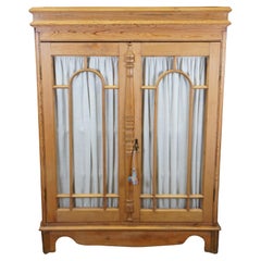 Antique French Country Pine Bookcase Cupboard Cabinet Armoire 56"