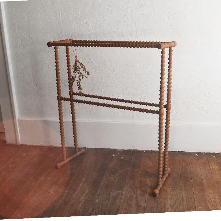 Antique French Country Pine Wood Stick and ball Herb Drying Rack