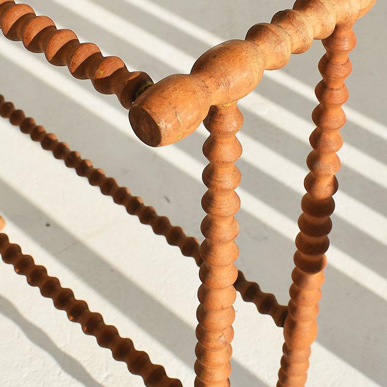 Antique French Country Pine Wood Stick and ball Herb Drying Rack