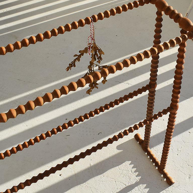 Antique French Country Pine Wood Stick and ball Herb Drying Rack