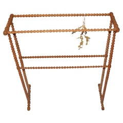Antique French Country Pine Wood Stick and ball Herb Drying Rack, France 1899