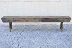 Antique French Country Primitive Distressed Wood Plank Bench