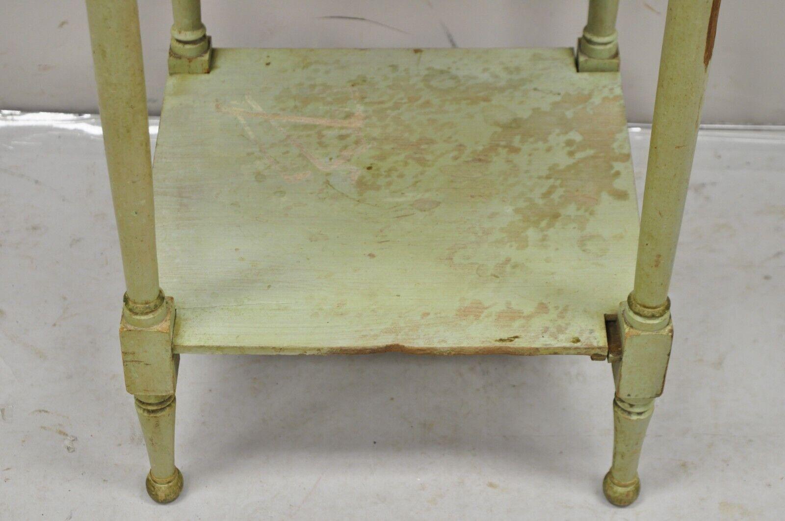 Antique French Country Primitive Green Painted Hitchcock Style Washstand Commode 2