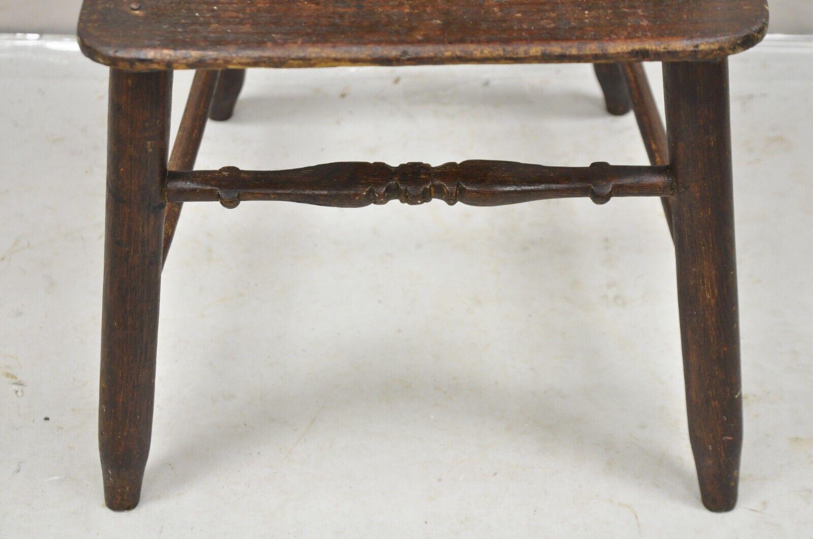 Antique French Country Primitive Provincial Oak Wood Small Child's High Chair For Sale 3