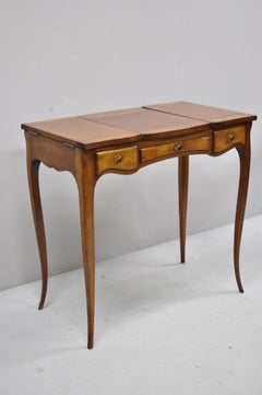 Antique French Country Provincial Petite Flip Mirror Top Vanity Dressing Table