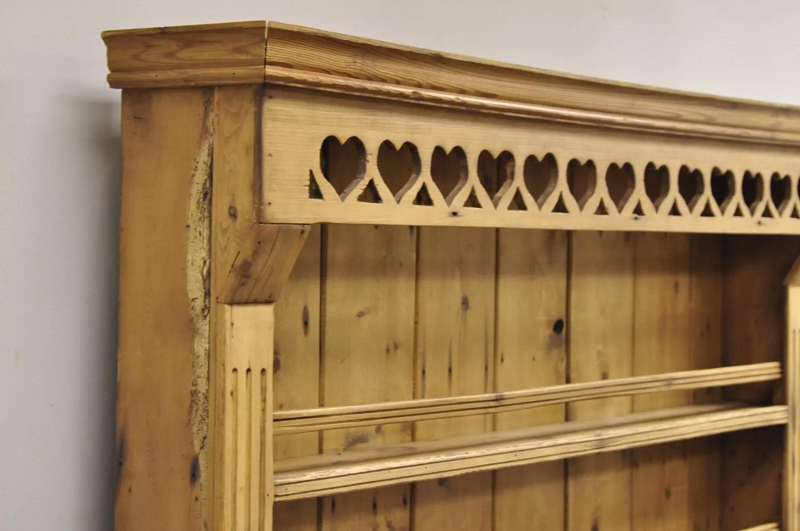Antike Französisch Land Provincial Kiefer Holz Schritt zurück Schrank China Cabinet (19. Jahrhundert)