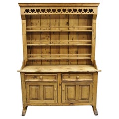 Antike Französisch Land Provincial Kiefer Holz Schritt zurück Schrank China Cabinet