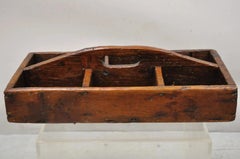 Antique French Country Provincial Wooden Storage Caddy Tool Box Desk Organizer