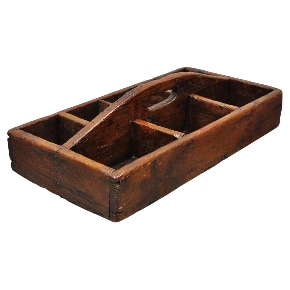 Antique French Country Provincial Wooden Storage Caddy Tool Box Desk Organizer