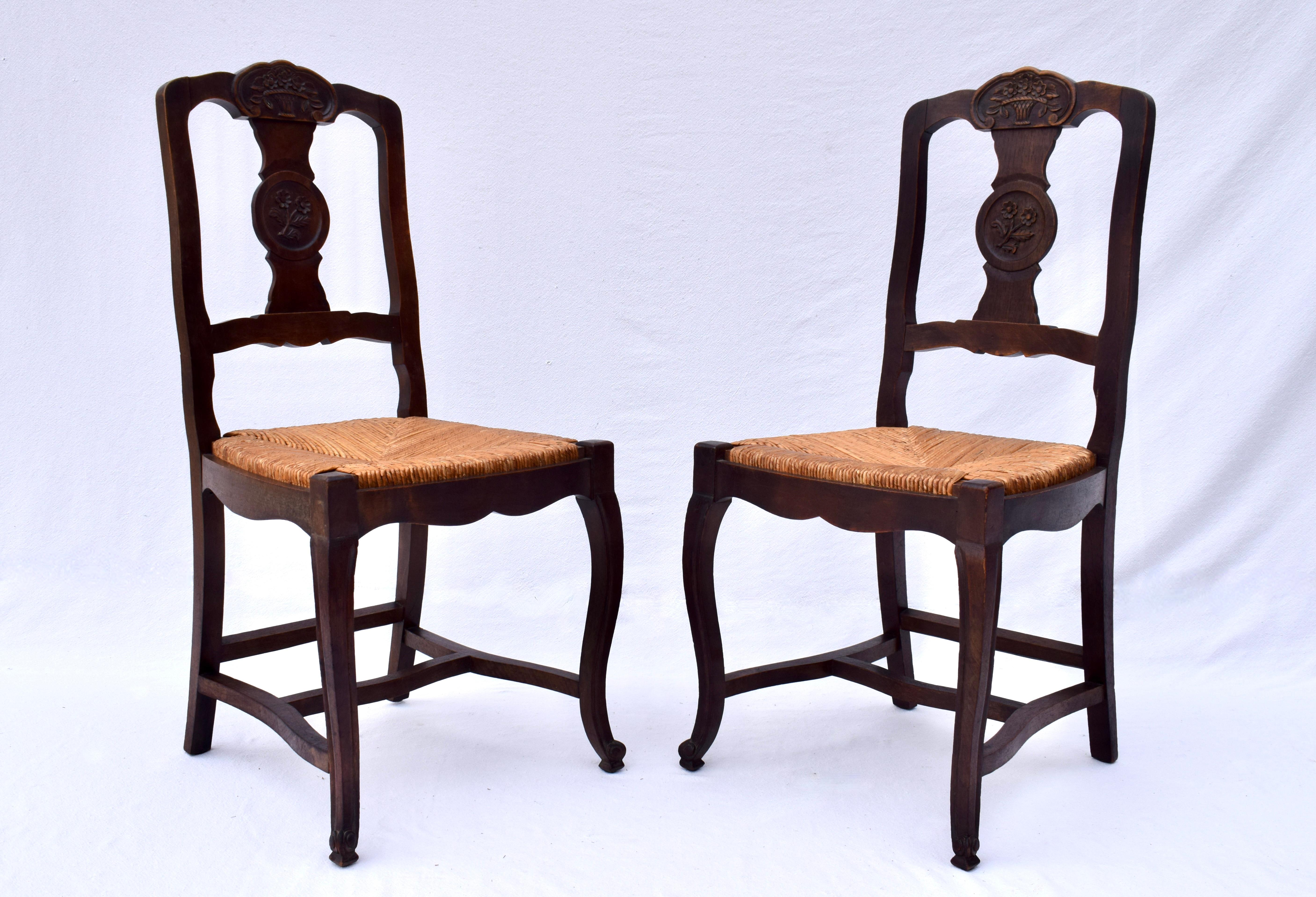 Sillas de Comedor Antique French Country Rush Seat en venta 5