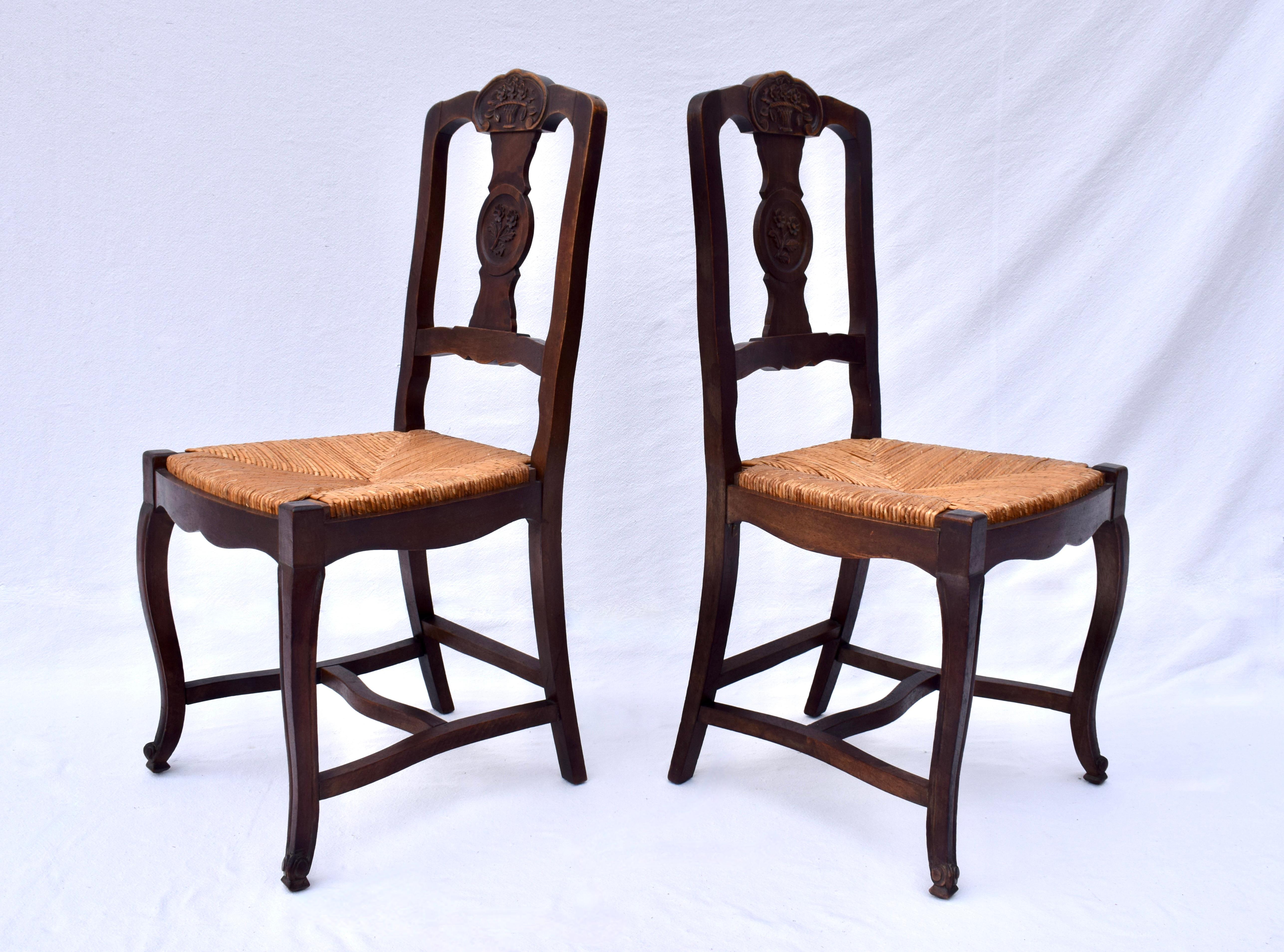 Sillas de Comedor Antique French Country Rush Seat Francés en venta