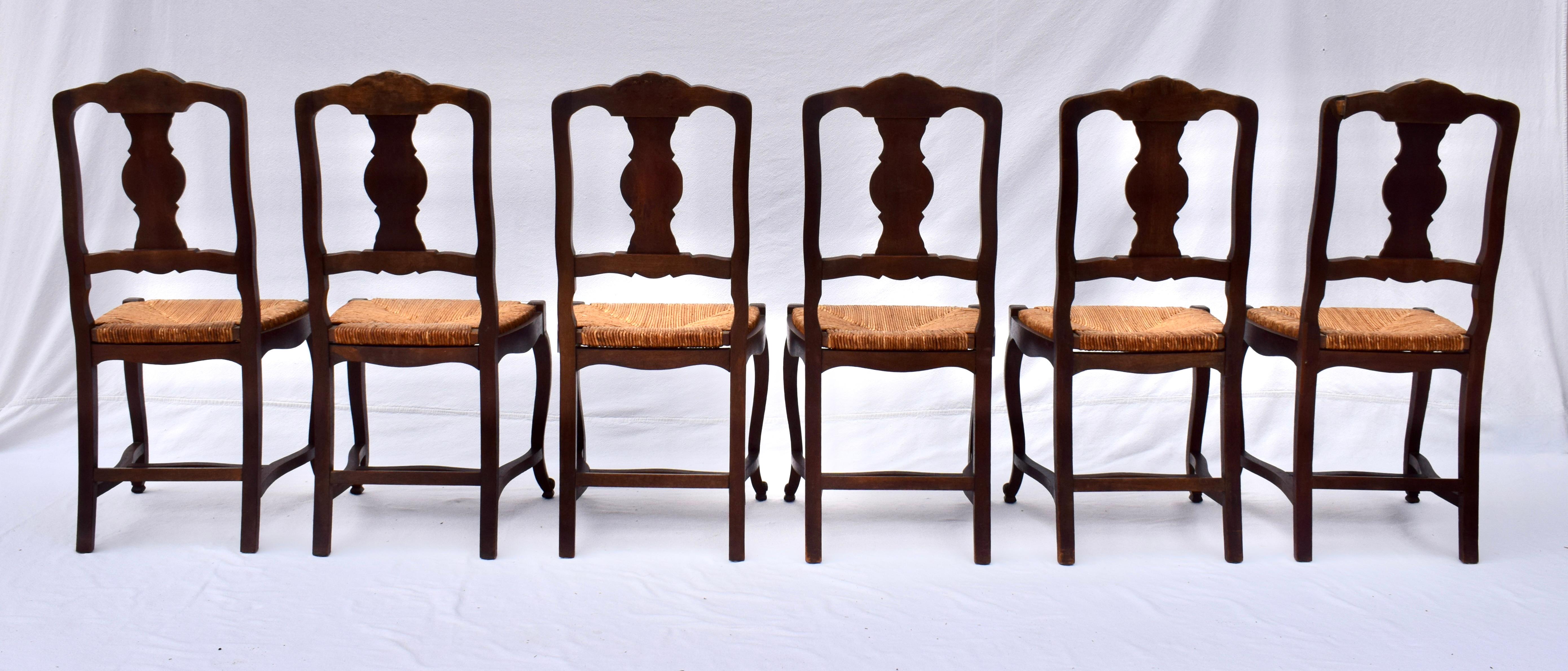Sillas de Comedor Antique French Country Rush Seat siglo XX en venta