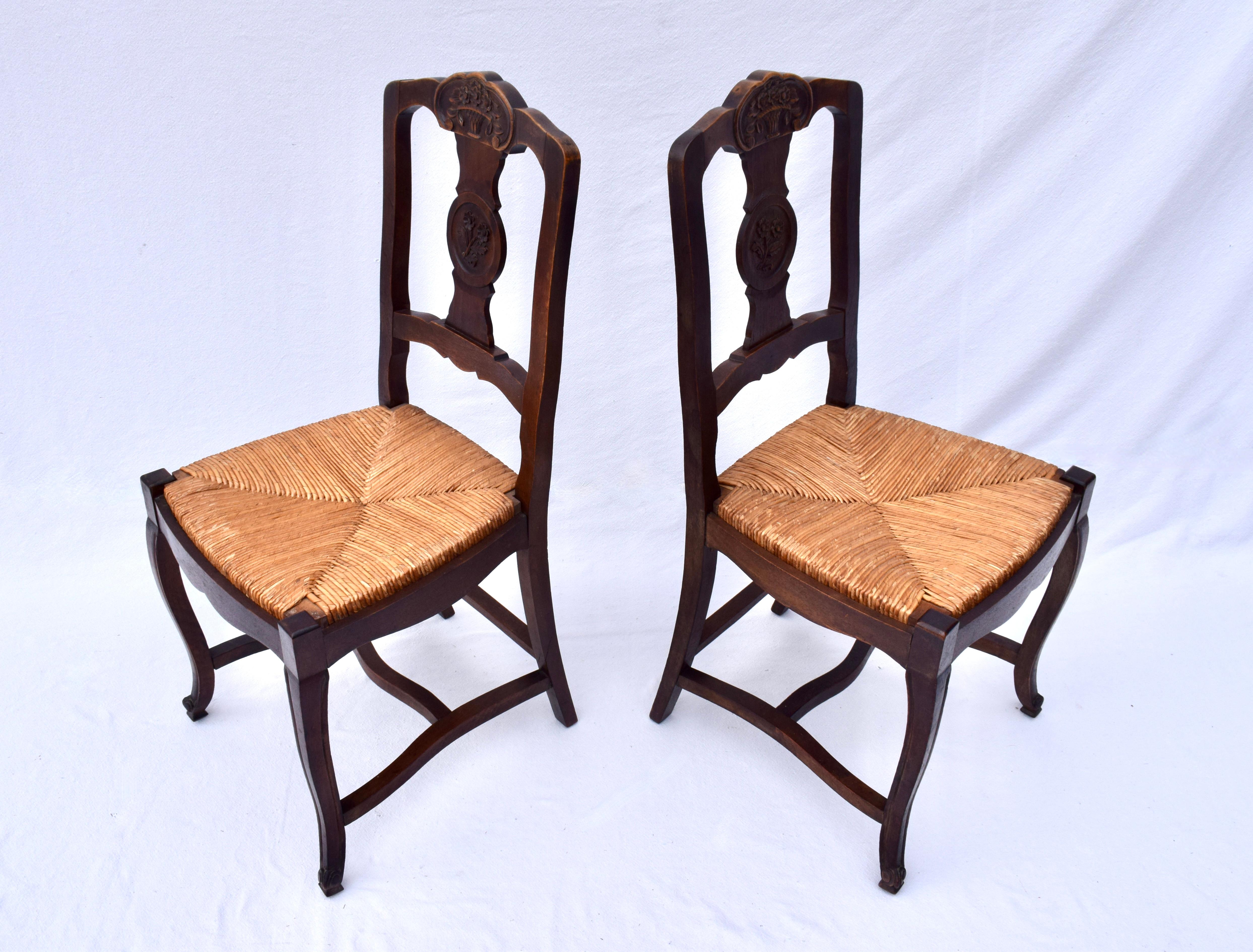 Sillas de Comedor Antique French Country Rush Seat en venta 1