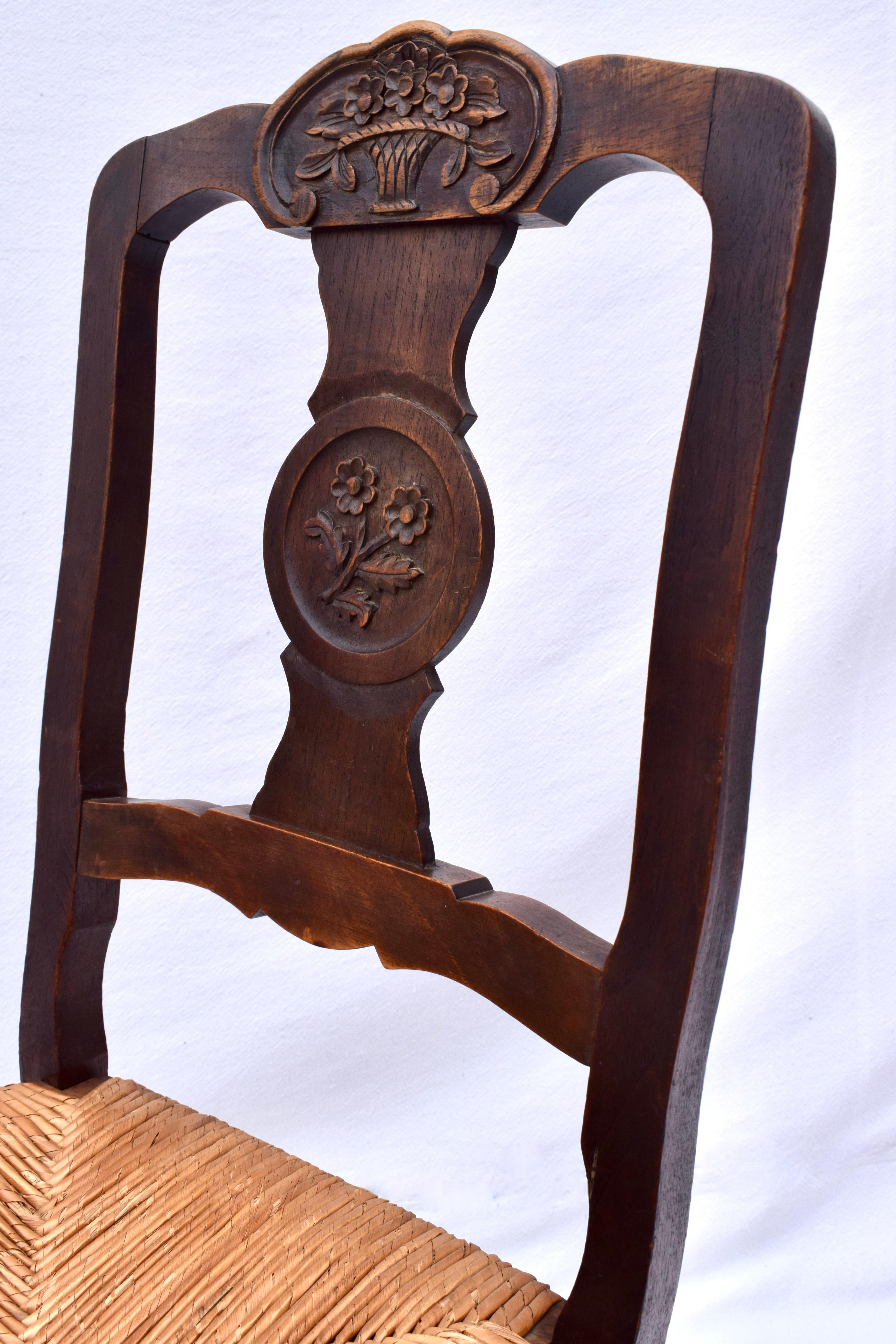 Sillas de Comedor Antique French Country Rush Seat en venta 2