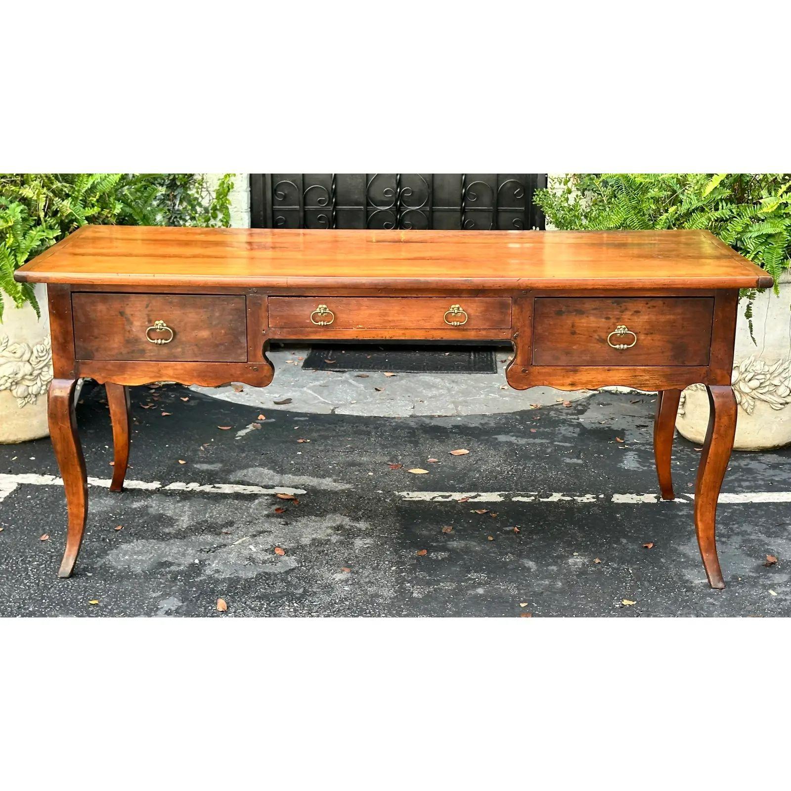 Fruitwood Antique French Country, Rustic European Writing Desk Table, Early 19th Century