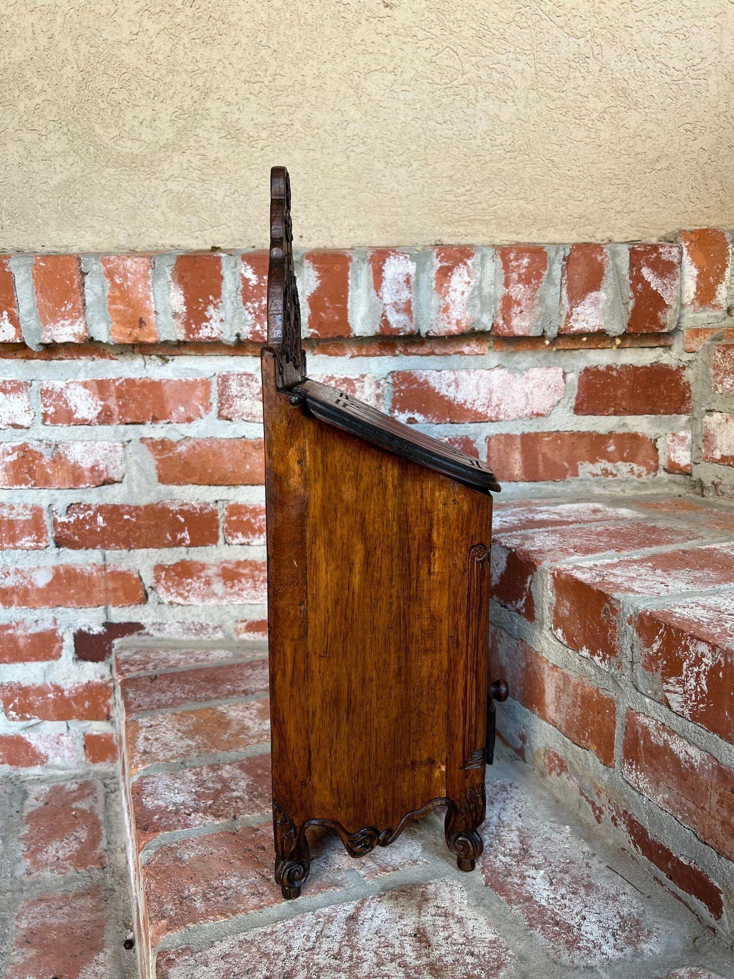 Antique French Country Salt Box Spice Cabinet Louis XV Carved Oak c1890 3