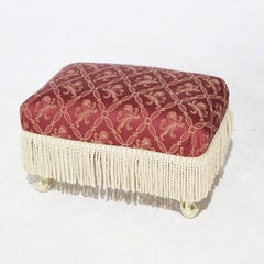 Antique French Country Style Upholstered Footstool, C1920