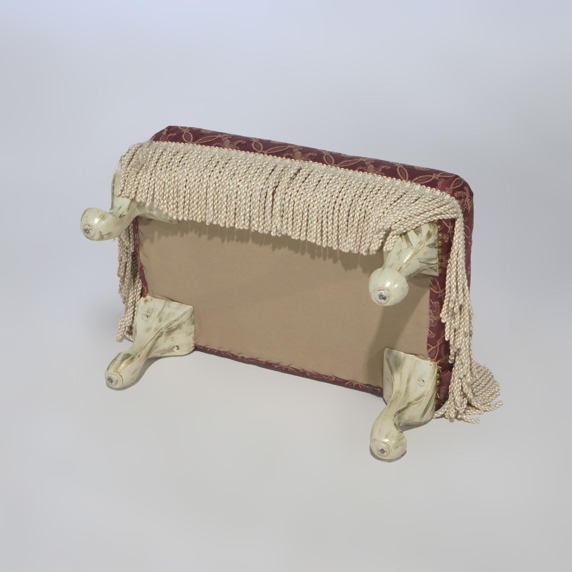 Antique French Country Style Upholstered Footstool, circa 1920 In Good Condition For Sale In Big Flats, NY