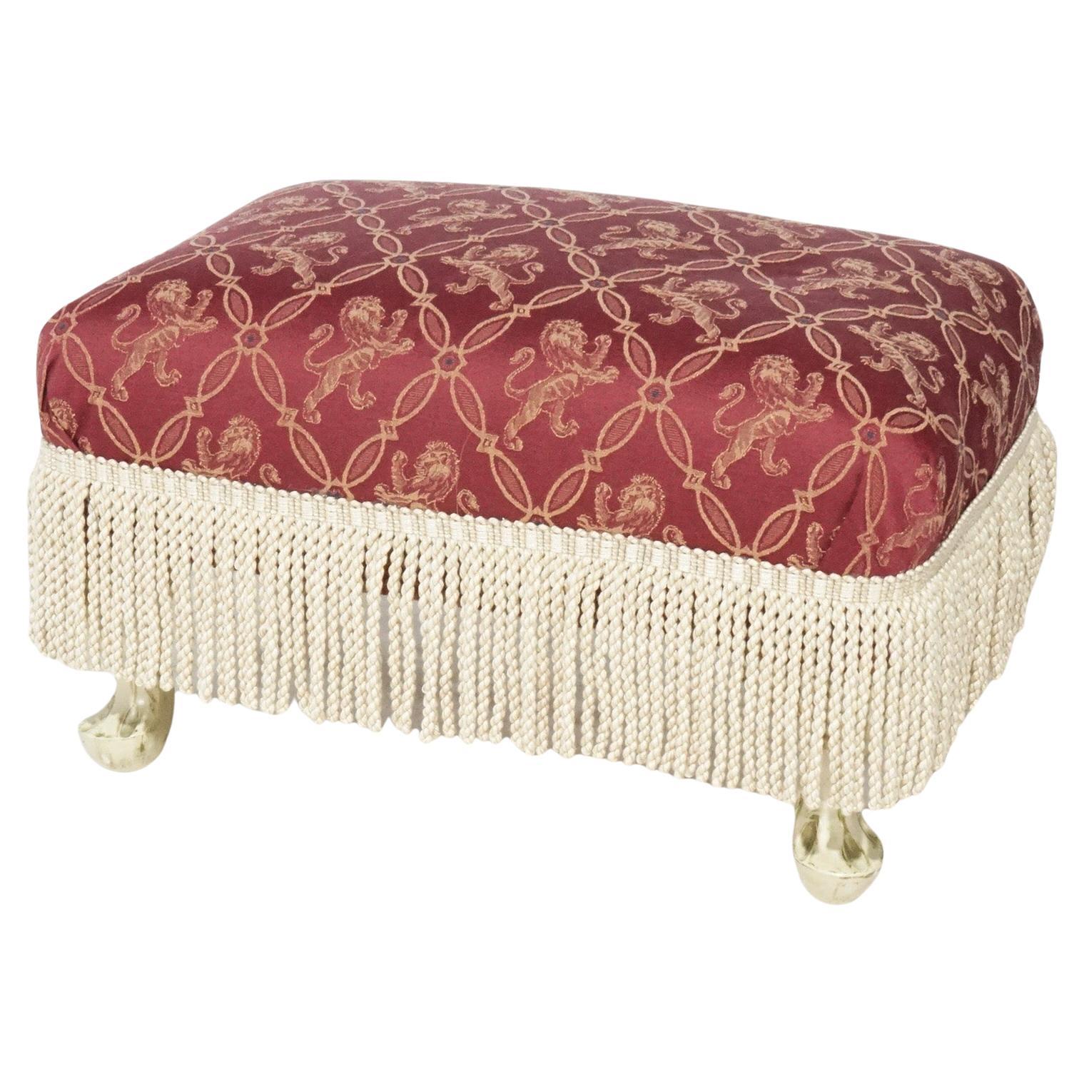 Antique French Country Style Upholstered Footstool, circa 1920 For Sale