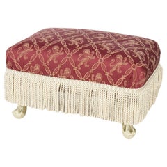 Antique French Country Style Upholstered Footstool, circa 1920