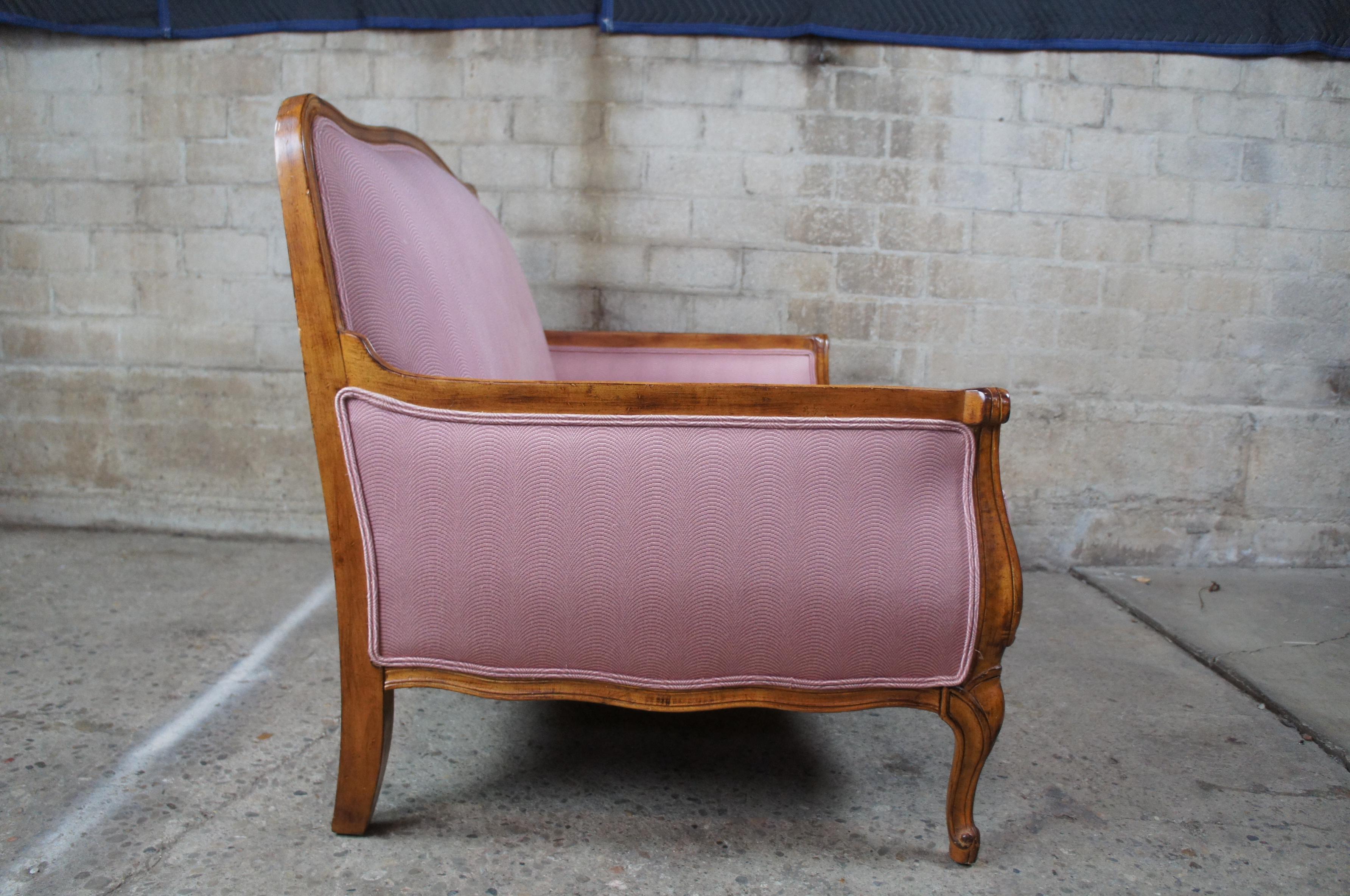 Antique French Country Walnut Camelback Settee Love Seat Sofa Pink In Good Condition In Dayton, OH