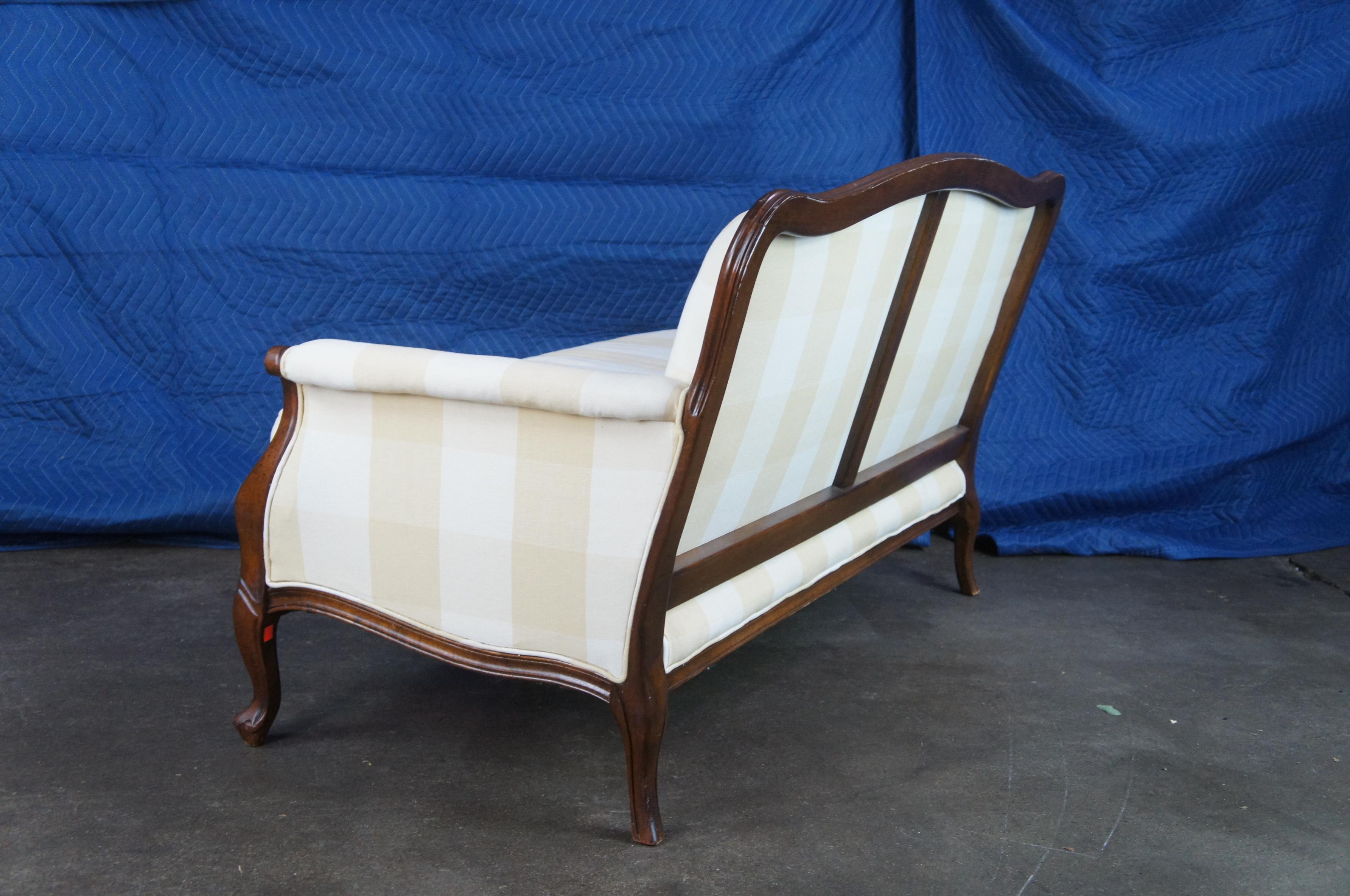 20th Century Antique French Country Walnut Plaid Serpentine Camelback Settee Love Seat