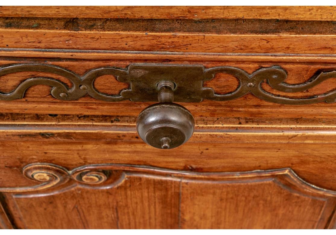 Antique French Country Walnut Server Cabinet In Fair Condition For Sale In Bridgeport, CT