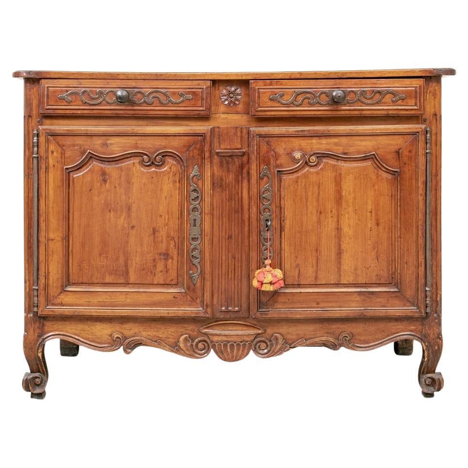 Antique French Country Walnut Server Cabinet For Sale