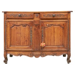 Antique French Country Walnut Server Cabinet